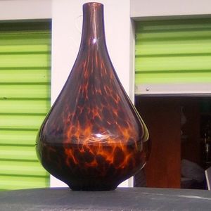 Glass Vase 18" Amber/Brown Tortoise Shell